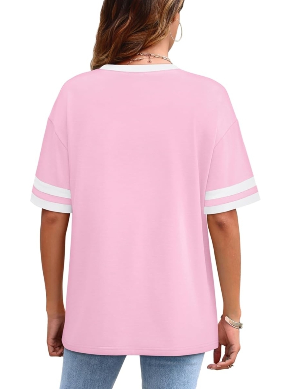 WIHOLL Light Pink Color Block Short Sleeve Tee - Size XL (EUC) - Picture 5 of 10